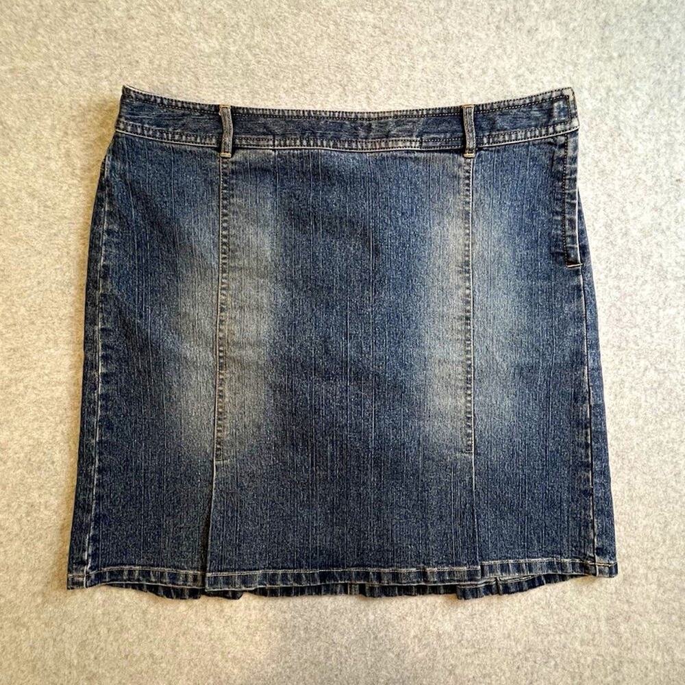 Ann Taylor LOFT Women's Stretch Denim A-Line Knee Length Skirt Sz 10 Blue